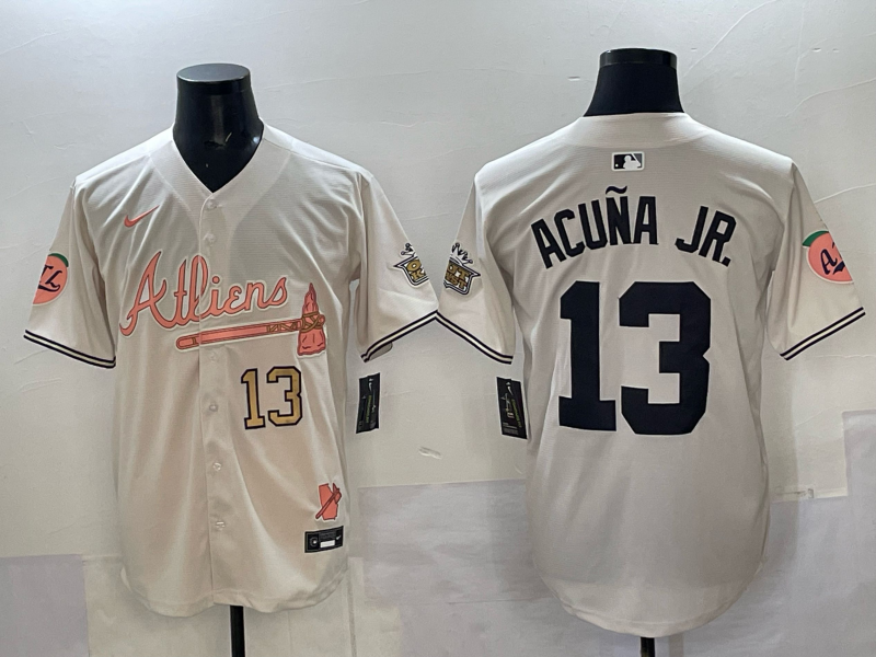 Men Atlanta Braves #13 Acuna Jr white Nike 2025 MLB Jersey 001->boston red sox->MLB Jersey